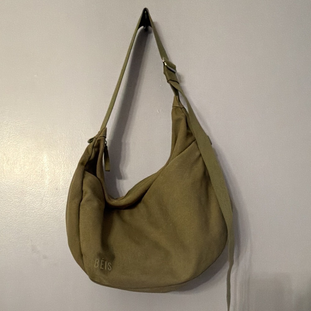 BEIS Hobo Crescent Catchall Shoulder Bag or Carryall Crossbody Bag Olive Green